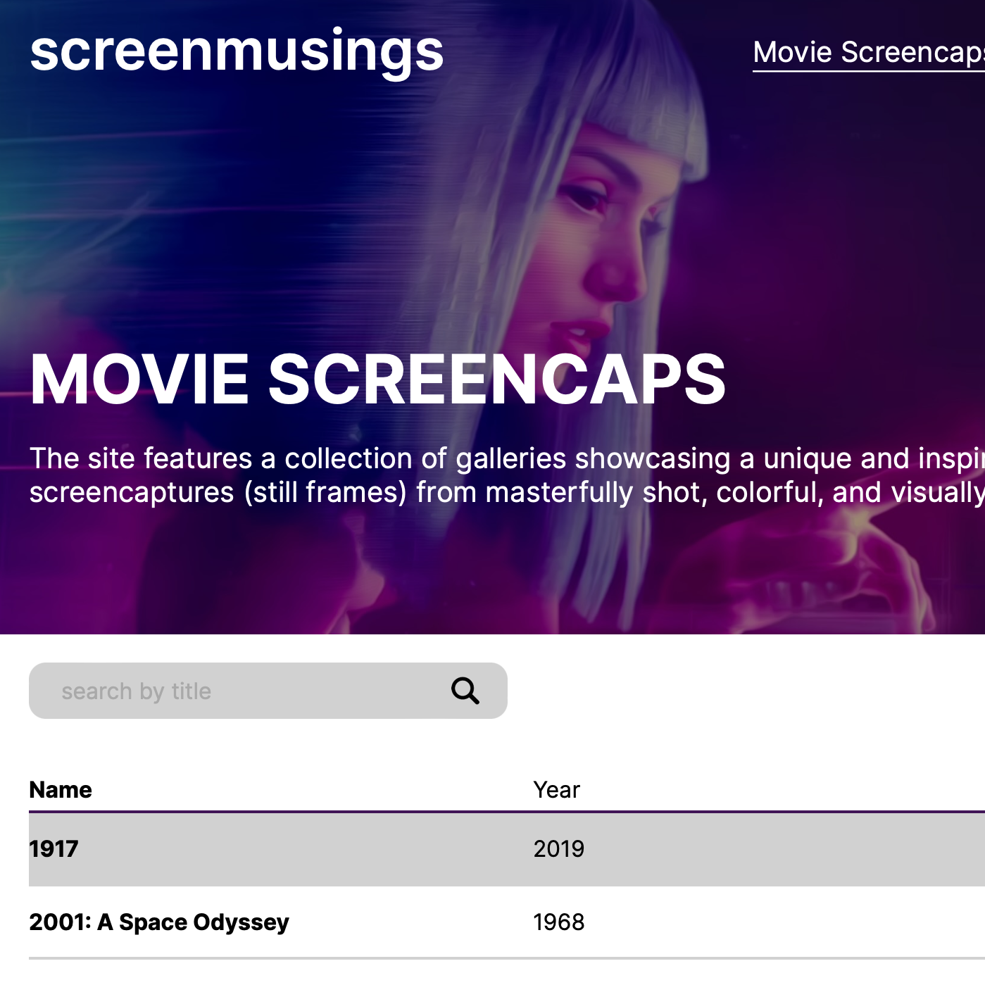 redesign of screenmusings website